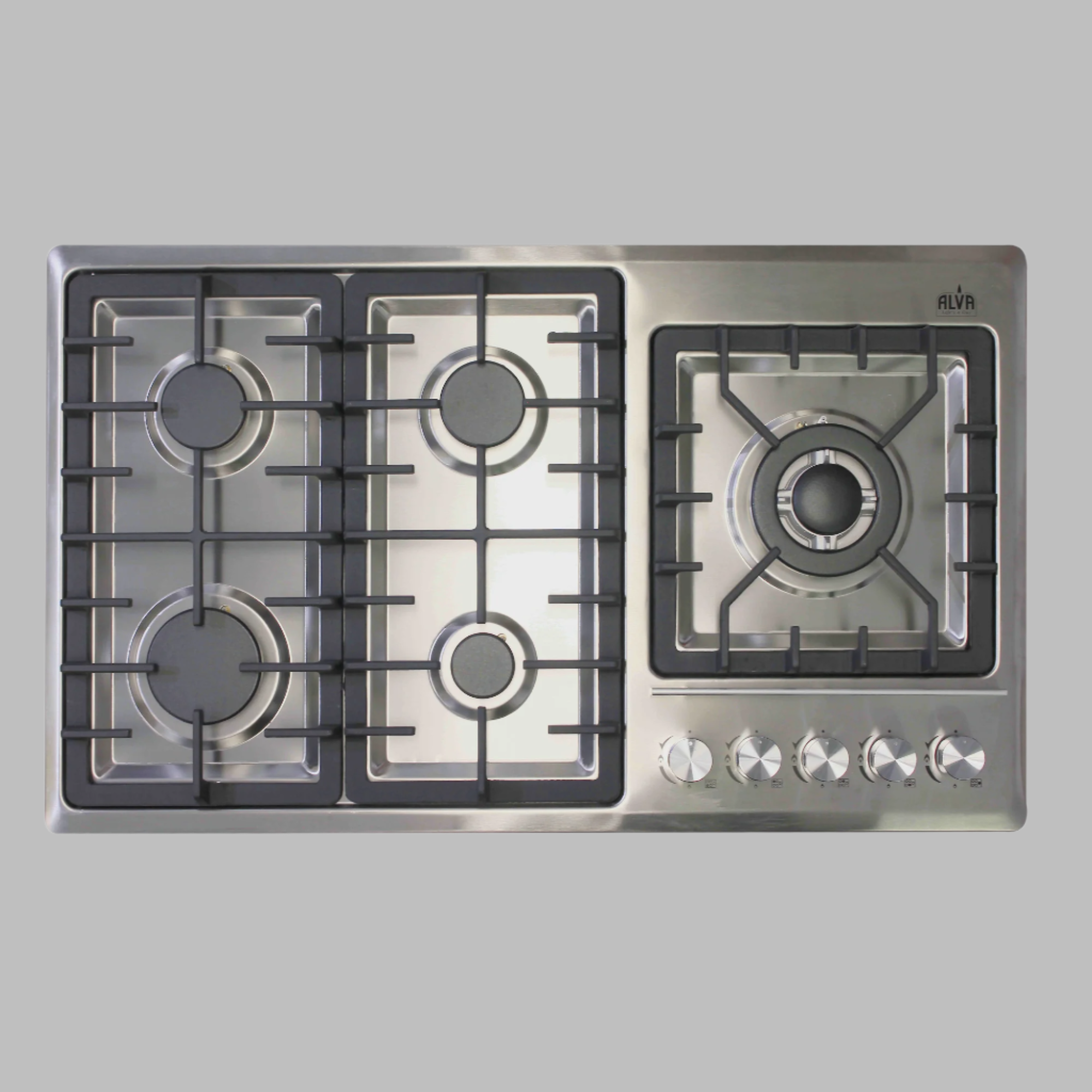 90cm 5-Burner Gas Hob - Stainless Steel